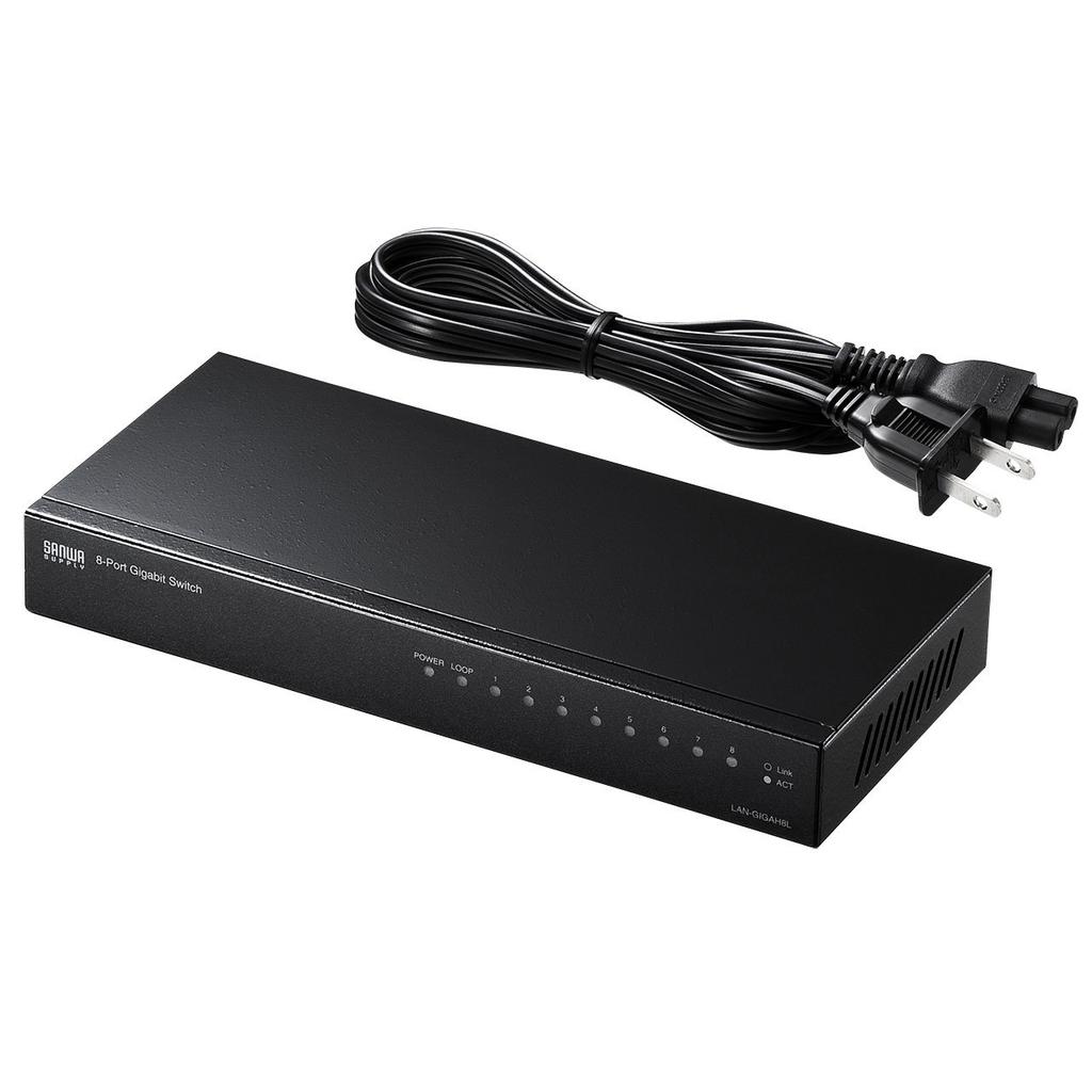 SANWA SUPPLY Gigabit Switching Hub (8 Ports) with Loop Detection, LAN-GIGAH8L