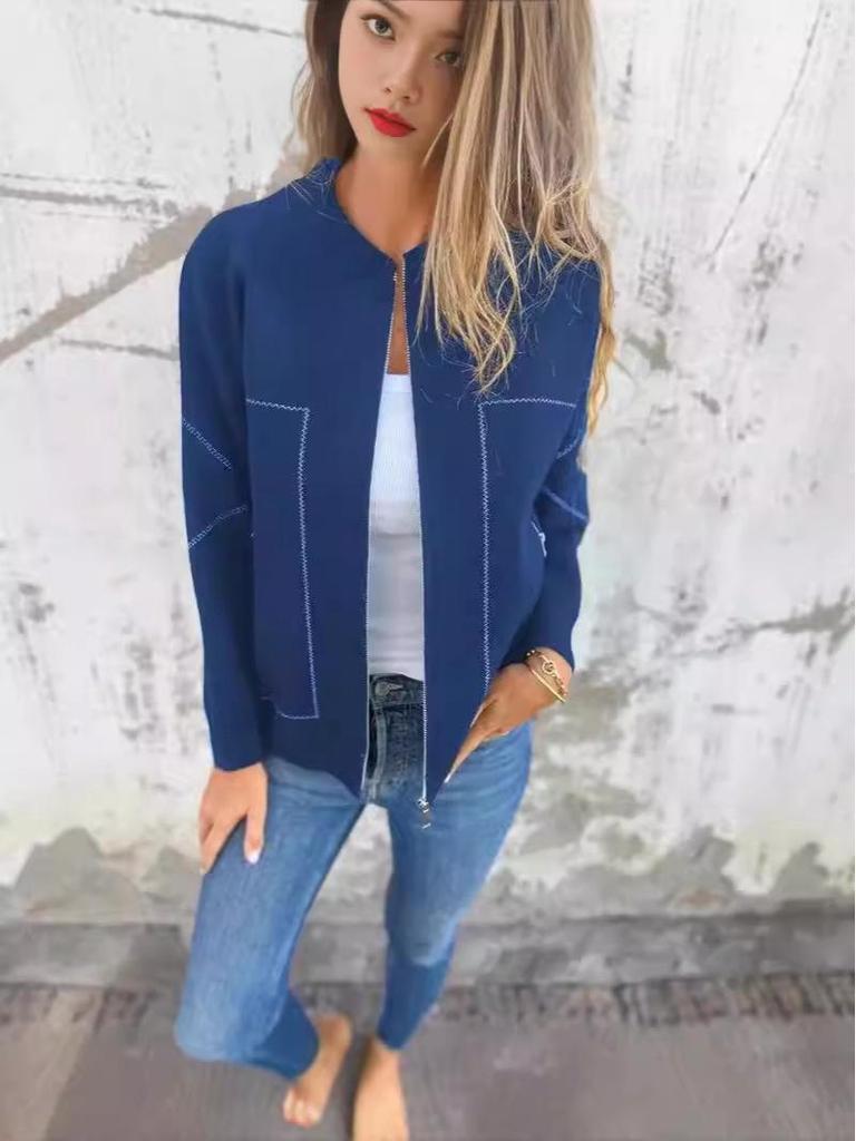 2024 Autumn/Winter Casual Zipper Solid Color Jacket