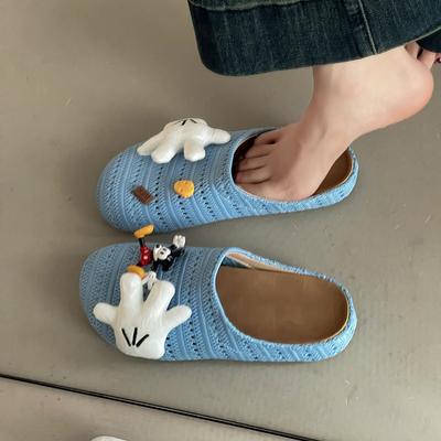 Ретро милые повседневные плоские сандалии аниме мультфильм Микки Баотоу тапочки летняя мода универсальная носка крутые шлепанцы