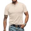 Summer European And American Men's Short Sleeved Men's Collarless T-shirt Solid Color Top