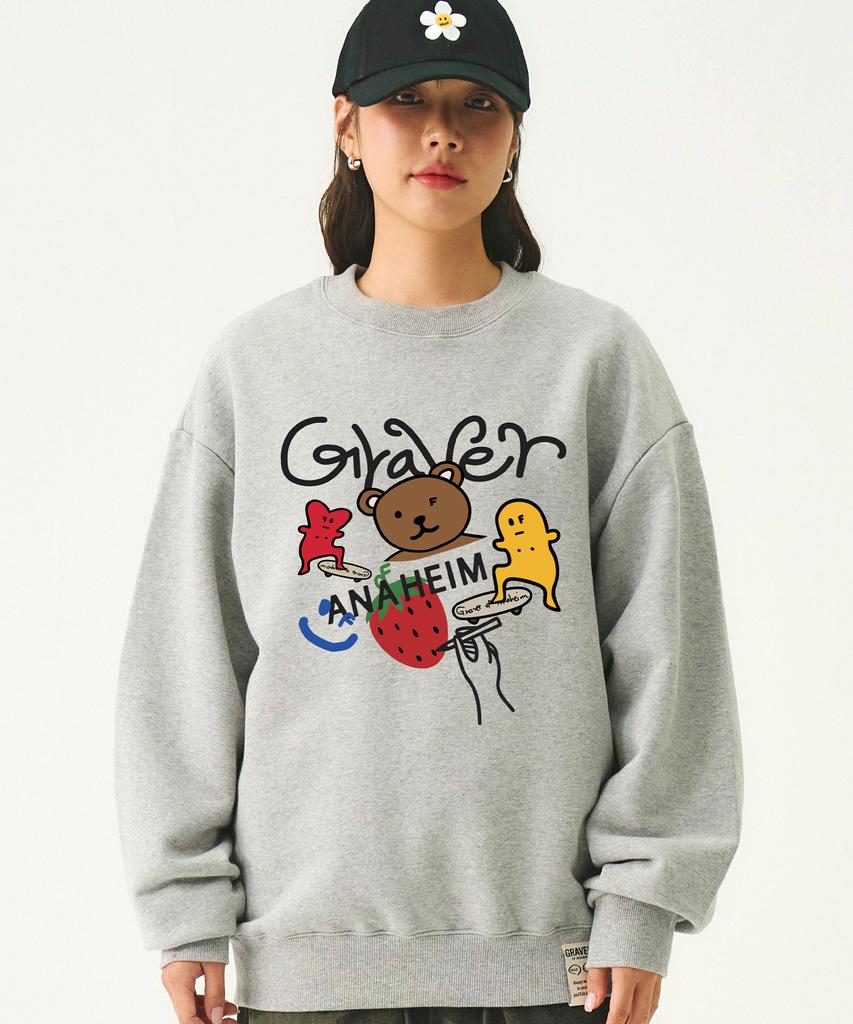 GRAVER [Unisex] Graphic Sketch Sweatshirt_Gray