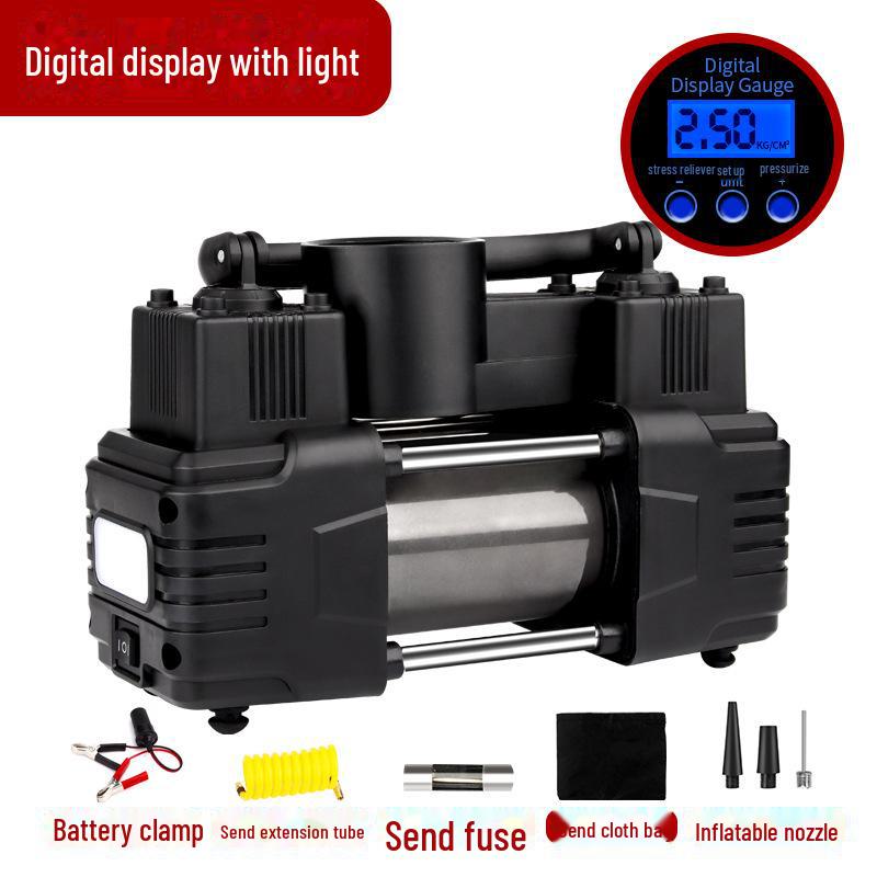 Двухцилиндровый мини портативный 12 В высоковольтный металлический автомобильный воздушный насос