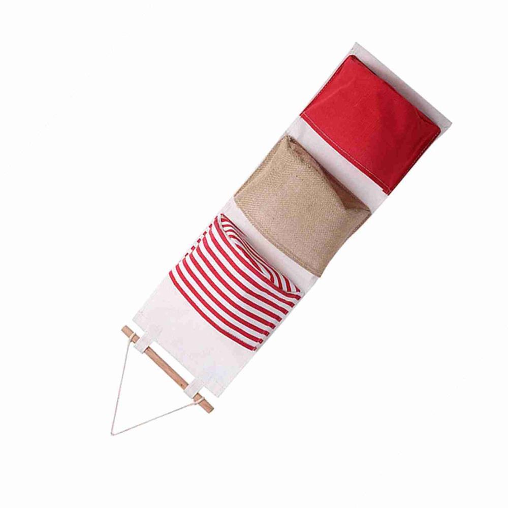3Layer Design Hanging Storage Bag Cotton Linen Fabric Wardrobe Hanging Bag  Door Hanging