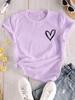 Футболка с принтом сердца, футболка с круглым вырезом и коротким рукавом, повседневные топы на каждый день, женская одежда