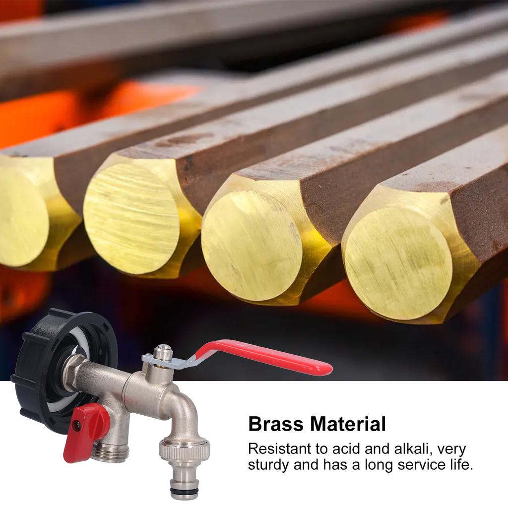 IBC Tote Adapter Double Connector Brass Tank Drain Hose Faucet Tap Valve Fitting PartDouble Head Single Nipple Type