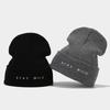 Autumn and Winter New Large Board Knitted Hat Men's Trendy Personality Retro Cold Hat Women's Fashion Letter Embroidery Simple Stacking Hat