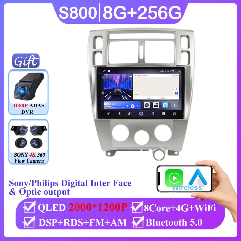 Android 14 Carplay для Hyundai Tucson 1 2004 - 2009 Автомагнитола Стерео Головное Устройство Мультимедиа Видео Плеер Навигация Нет 2din DVD