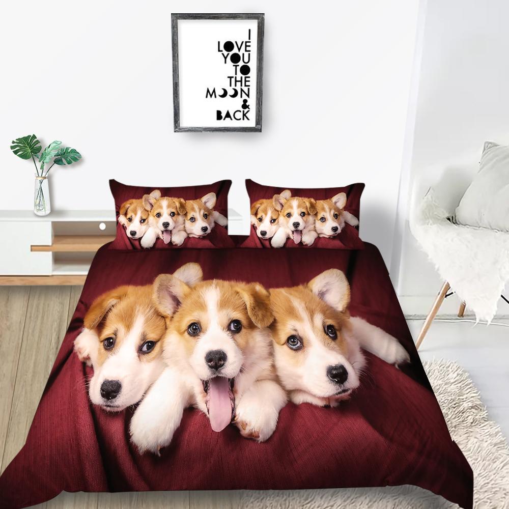 Новая мода в стиле животных, пододеяльник, 3D-принт с собаками, постельное белье, полиэстер, домашние комплекты кроватей для мальчиков и девочек, комплект постельного белья одного размера