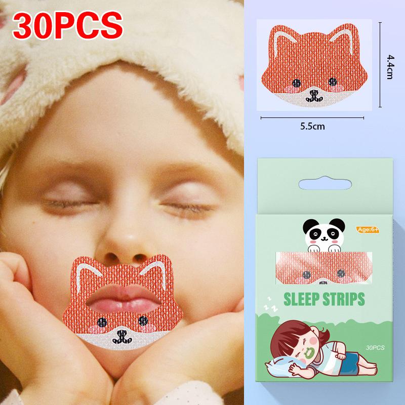 30Pcs Cartoon Anti-Snoring Stickers for Kids Sleeping Closed-Mouth Breathing Correction Nose Shaping Orthosis Tape 'Shut Up'