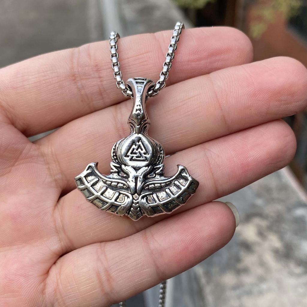 Ожерелье в скандинавском стиле, Викинг, Боевой топор Одина, Треугольный рунический кулон