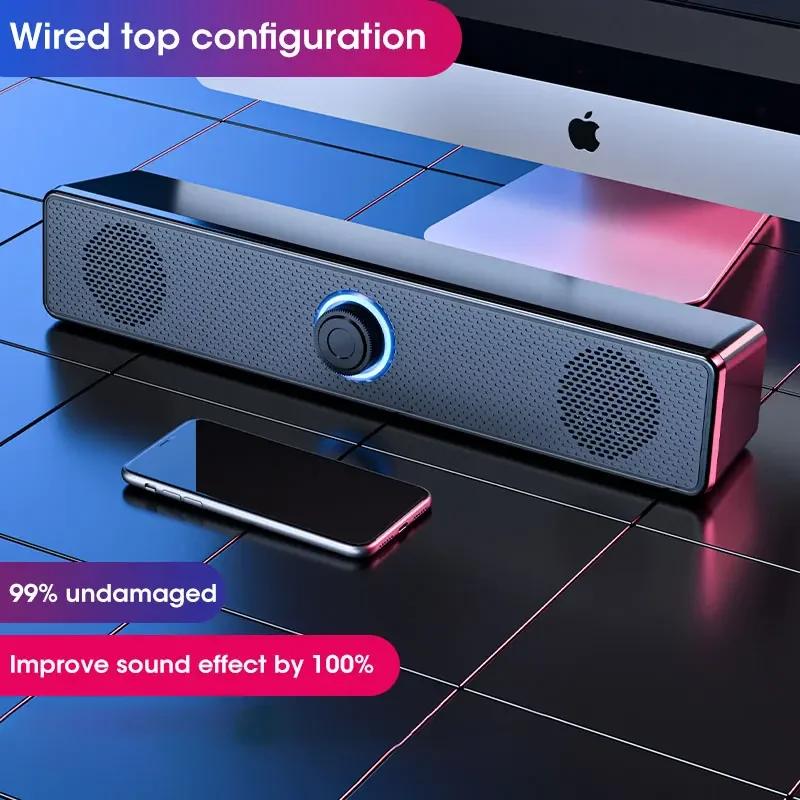 4D Surround Soundbar Bluetooth 5.0 Home Theater Stereo Subwoofer Wired Wireless Speaker for PC Laptop Computer Gaming Movies