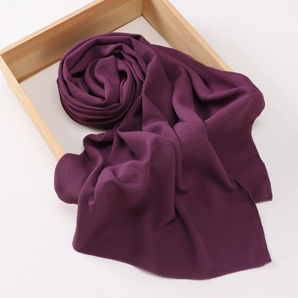 Malaysia Muslim Hijab Wrinkle Plain Long Shawl Islamic Headscarf Wraps For Women Female Foulard