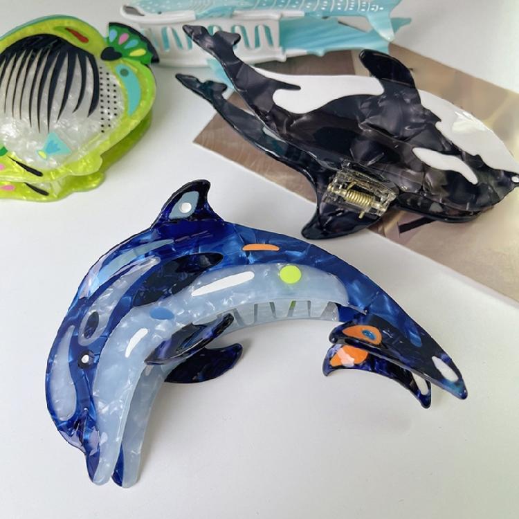 Пляжная заколка-коготь для волос в виде кита, зажим для хвоста, заколки-принцессы, украшение для волос