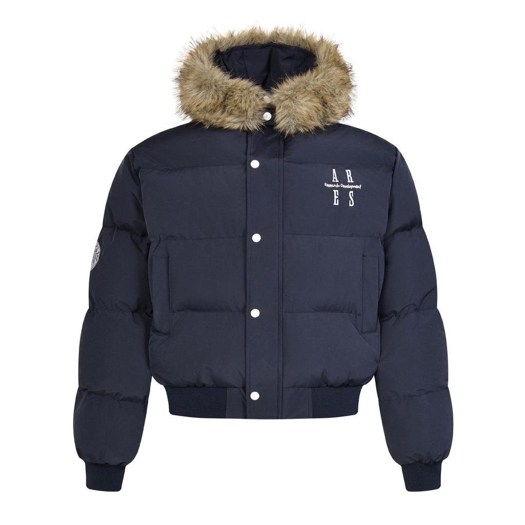 Мужское зимнее пальто ARES в стиле ретро с вышивкой и съемным меховым воротником