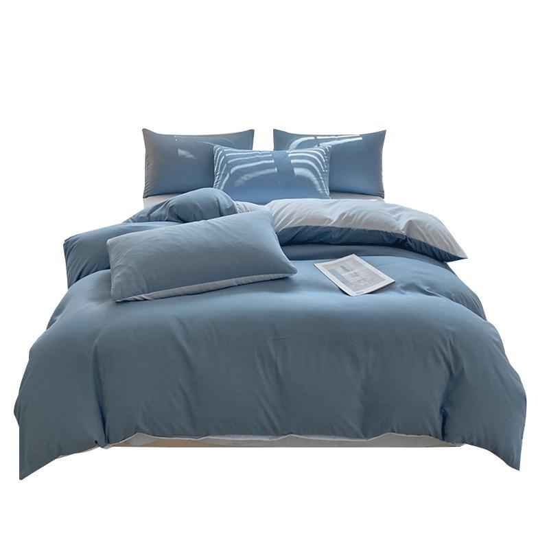 Зимняя двухсторонняя хлопковая кровать из четырех частей, однотонная простыня, пододеяльник, пододеяльник для студенческого общежития и средней школы