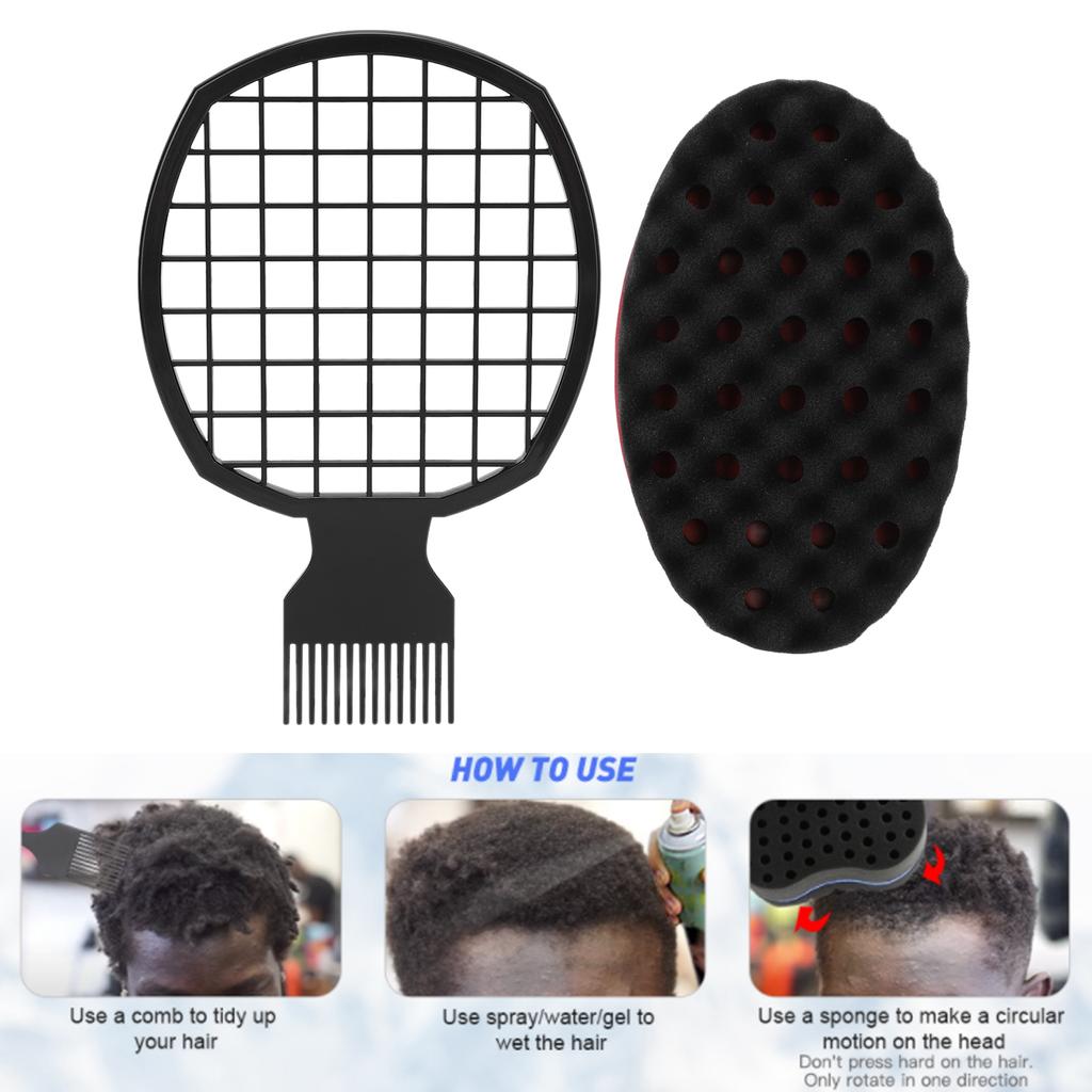 Hair Twist Comb Sponge Set Home Salon Professional Portable Afro Hair Sponge Curl Comb Styling Tool