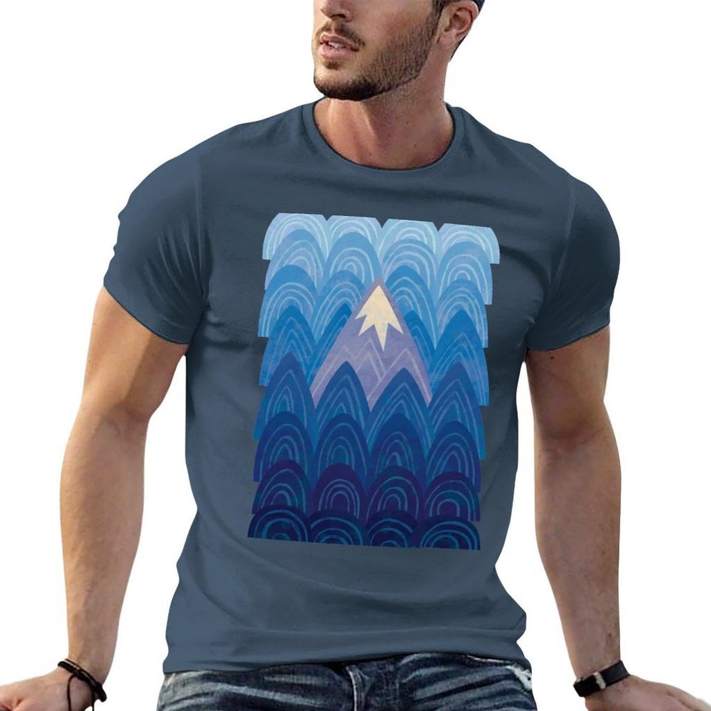 Towering Mountain Blue Tshirt Street Style Casual Tee Shirt