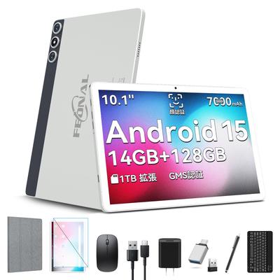 FEONAL Android 15 14 ГБ ОЗУ 128 ГБ 1 ТБ Аккумулятор 7000 мАч 5G Face Технический и GMS Беспроводной Разделенный и Японская Инструкция Планшет, 10-дюймовый, + +