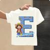 One Piece letter AZ childrens pure cotton shortsleeved boys sports shirtgirls casual top with cartoon printsummer Tshirt