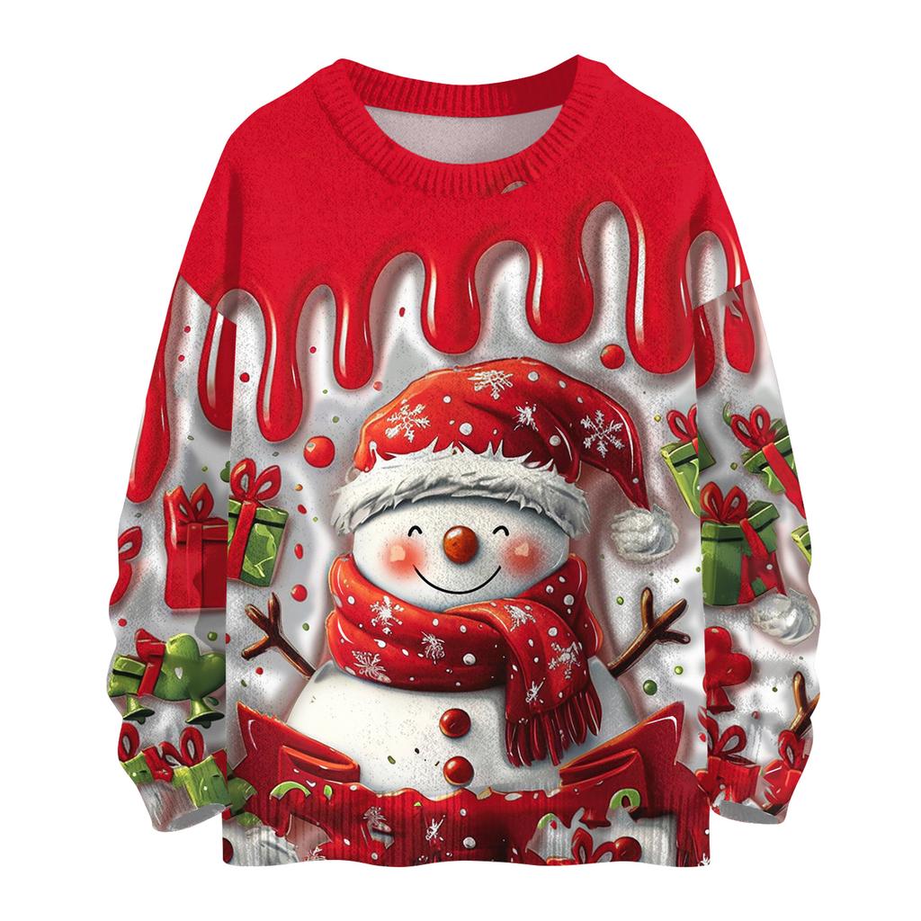 Женский повседневный шерстяной рождественский свитшот с длинным рукавом, осенний отпускной пуловер с длинным рукавом