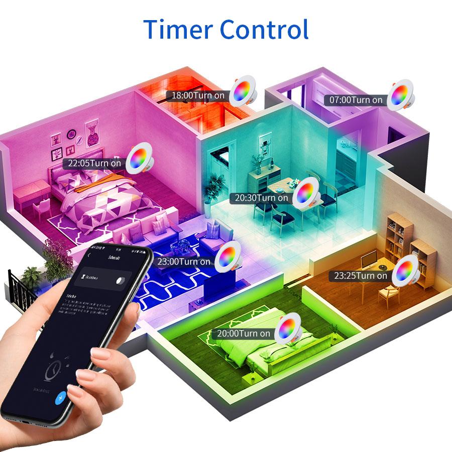 AC 85-265V 220V 10W Умный Bluetooth Даунлайт Диммируемый RGBCW Потолочный Светодиодный Даунлайт Управление через Приложение Smart Life Декор Гостиной