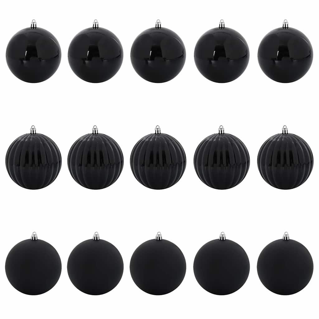 XL Christmas Ornament Set 15 pcs Black Plastic