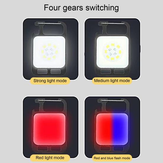 Перезаряжаемый магнитный присоска, высокая яркость, пружинная открывалка для бутылок, аварийное освещение, мини-светодиодный фонарик, брелок, рабочий свет, товары для кемпинга