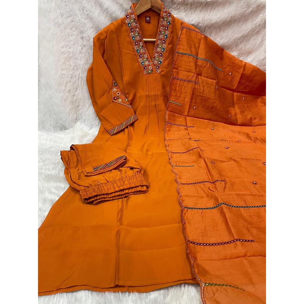 Pakistani Designer Party Wear Kurti Set Indian Bollywood Kurta Pant Dupatta Set