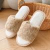 Fashion Popular Open Cotton Slippers Winter Home Fur Slippers Keep Warm Plus Velvet Non-slip Thick-soled Cotton Slippers