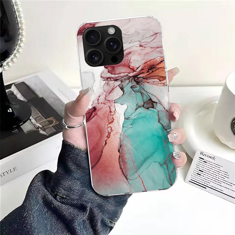 Fashion Geometric Marble Soft Phone Case For IPhone 11 17 Air 16E 16 Pro Max 15 + 14 Plus 13 Mini 12 Apple 7 SE 8 Fundas Coque 1