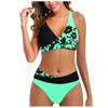 Women's Fashion Split High Waist Printed Bikini With Bra Pads And No Steel Bra Swimsuit