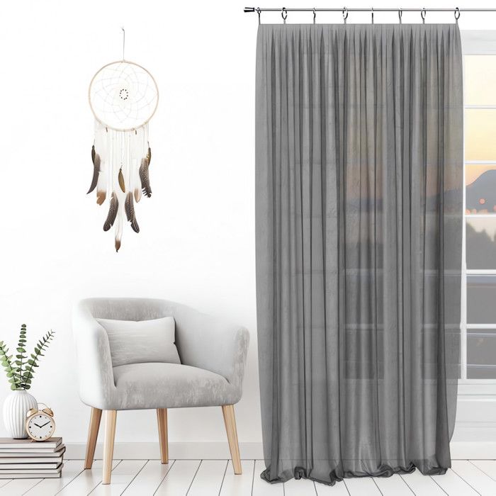 Voilage avec anneaux 135x250 cm SPIRIT gris, par Soleil d'ocre