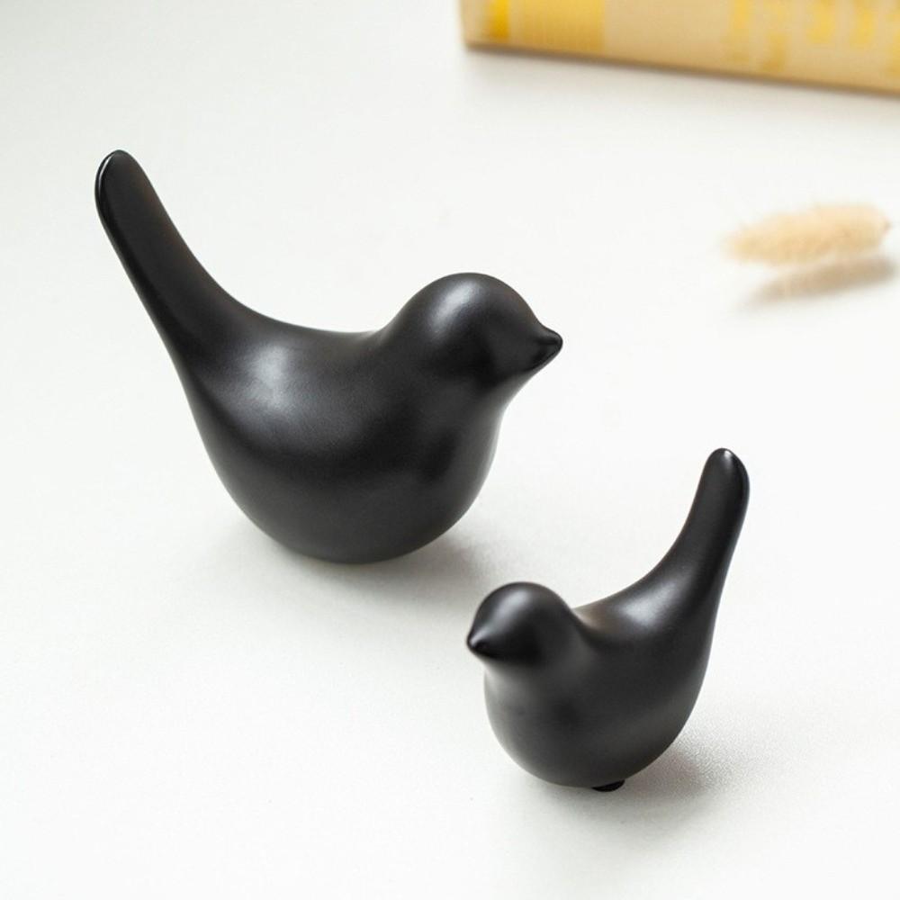 Black White Bird Sculpture Nordic Style Animal Statue Ornaments Bird Ceramic Figurines Home Decor