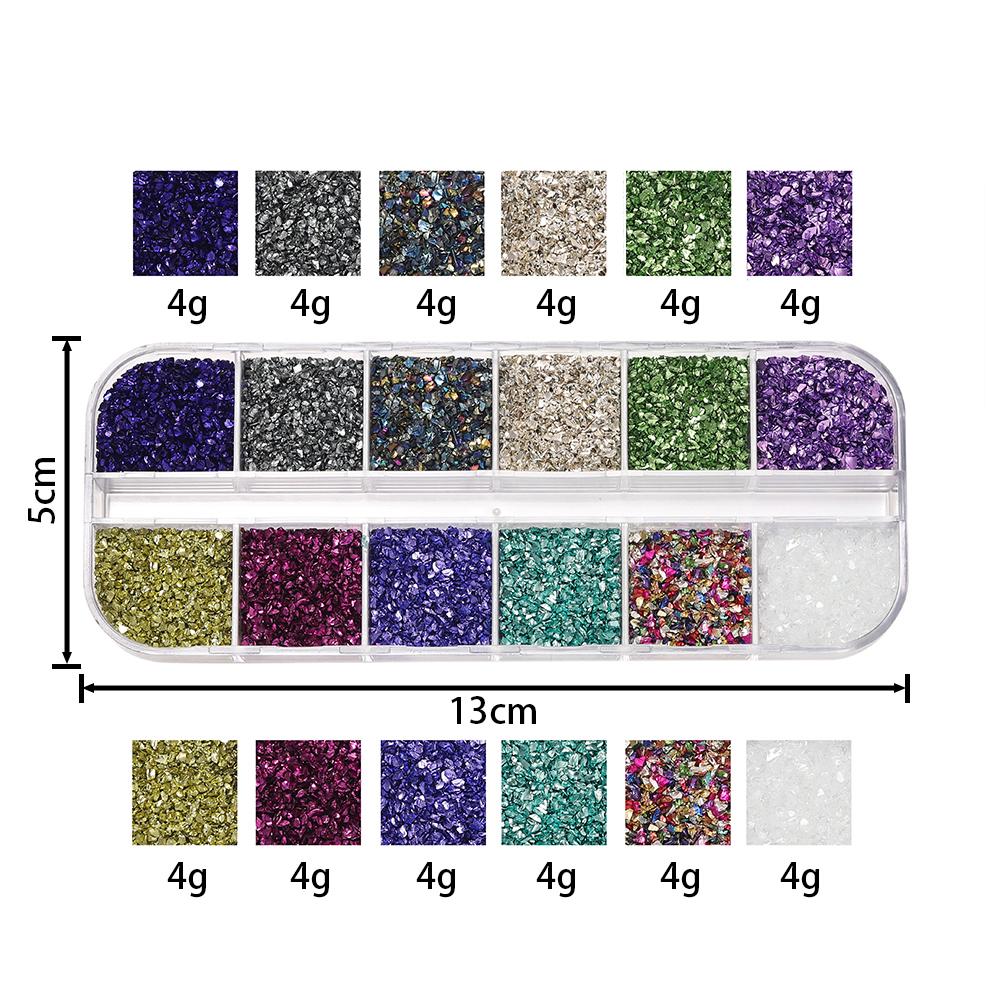 48Grams/Box 12 Colors  Crushed Glass Stones Resin Filling Irregular Broken Stone for DIY Epoxy Resin Mold Crafts Nail Art Decor