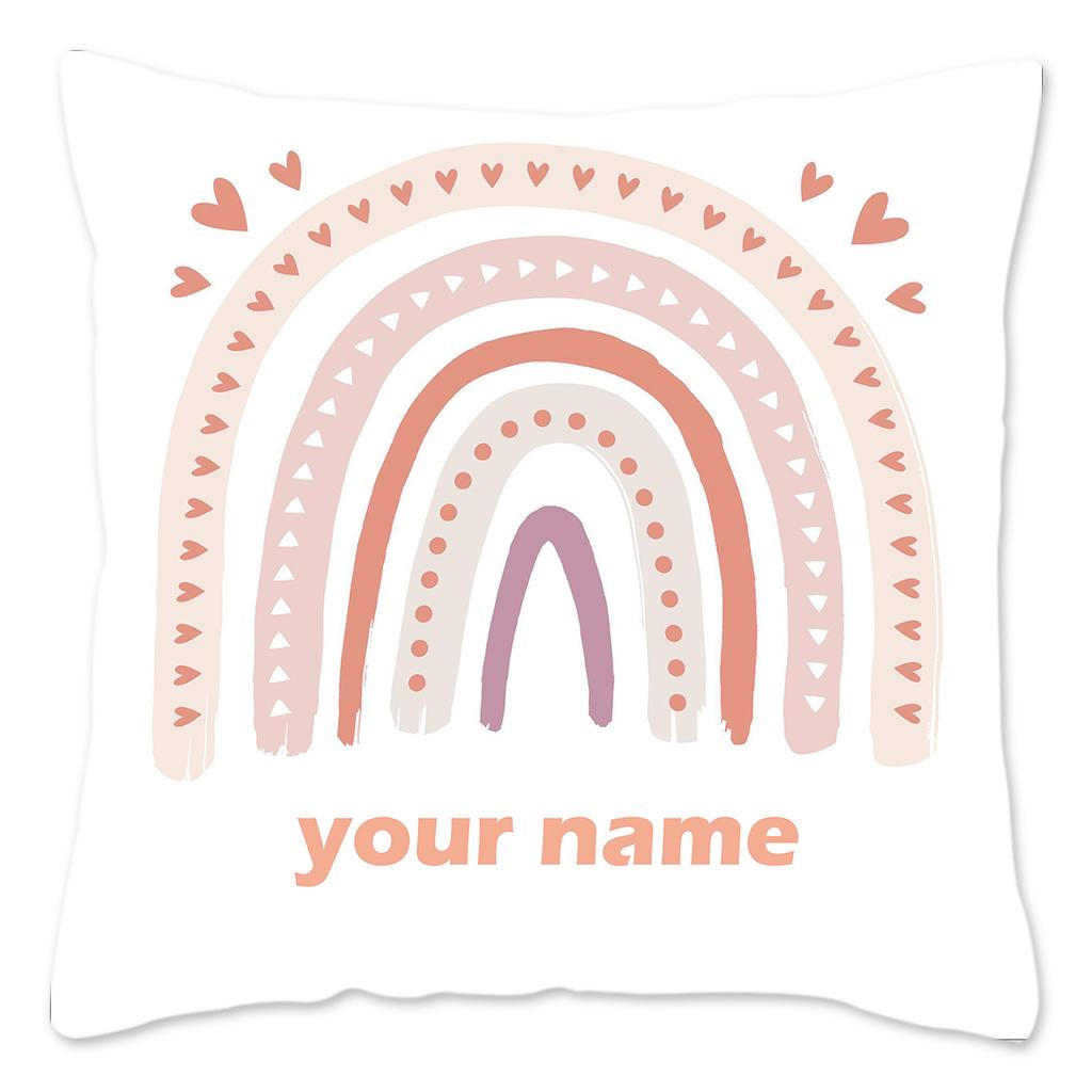 Rainbow Print Custom Cushion Cover Adult Children Personalized Name Customize Pillowcase Home Housewarming Birthday Gifts