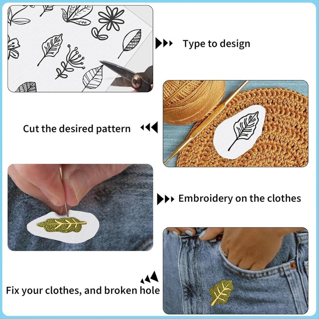 Бумага BHBL Stick & Embroidery для вышивки Растворяемая трансферная бумага для вышивки для переноса узоров вышивки 5 шт.