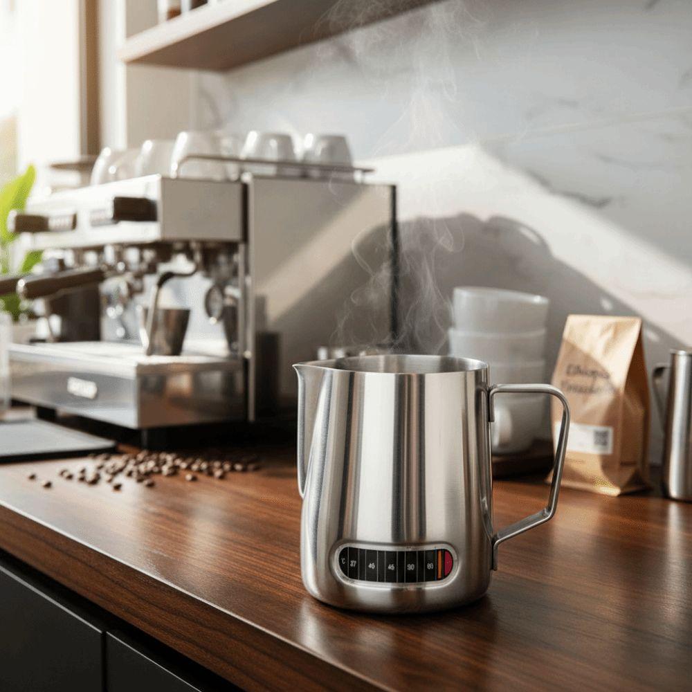 Temperature Sensing Latte Art Cup Accurate Scale Milk Frother Jug Latte Art Jug  Barista Use