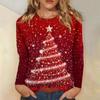 Women's Fashion Casual Christmas Printed Round Neck Long Sleeve Pullover Top