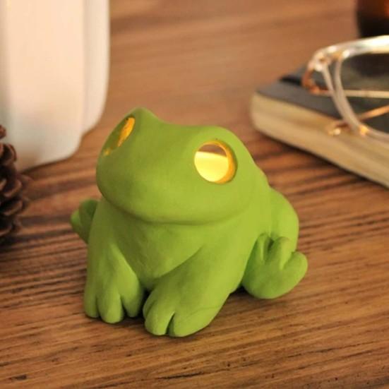 Подсвечник в виде лягушки, статуэтка лягушки из смолы с большими глазами, настольный подсвечник в виде чайной свечи, украшение для вечеринки, стола, прикроватной тумбочки