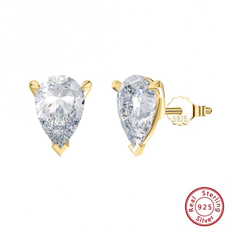 Colorful Earrings Light Luxury 8A Shiny Zircon Studs Waterdrop Women