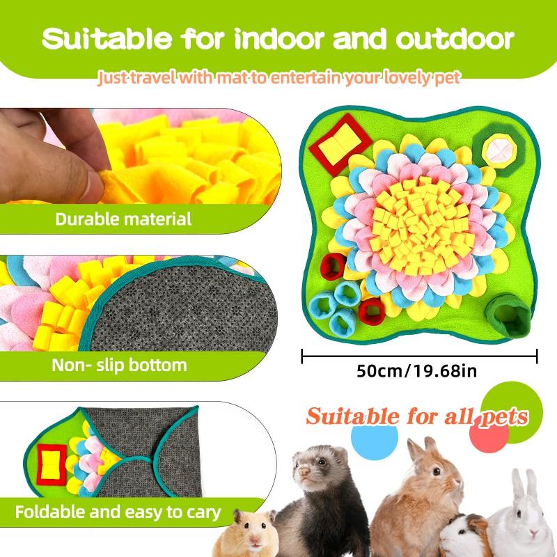 Interactive Snuffle Mat Dogs Cats Rabbits Hamsters Ferrets - Multi Color Fleece Scent Enrichment Toy Training Pad