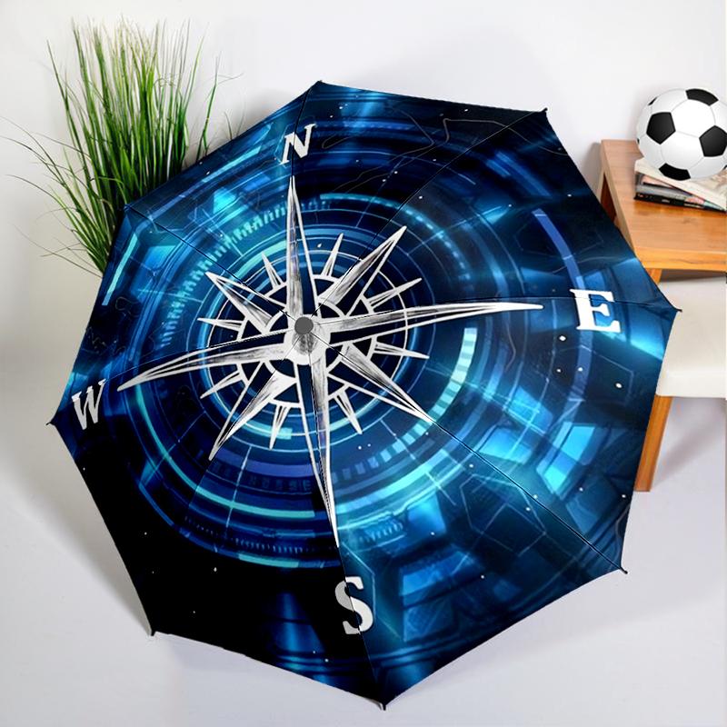 Navigational Compass Umbrella Automatic Open/close, Sturdy Iron Frame & 8-Rib Struct, Umbrella for Women & Men, Christmas Gifts