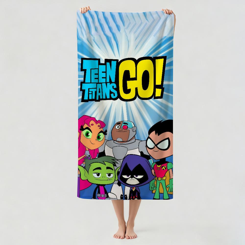 Мультяшное полотенце T-teen T-titans для сушки тела, банное полотенце, подходит для плавания, кемпинга, йоги, пляжа, активного отдыха