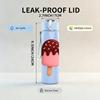 1PC Pink Brown Ice Cream Cartoon Print 750ml Color Plastic Sports Water Bottle Leakproof Flip Straw Lid Suitable for Sports Office Home Use