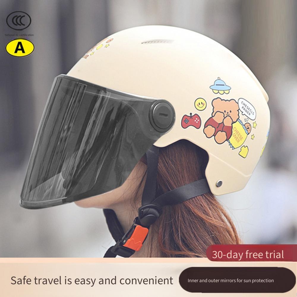 Dual-Visor Half Helmet for Electric Motorcycle Scooter, All-Season Sun Protective Safety Riding Helmet for Men Women