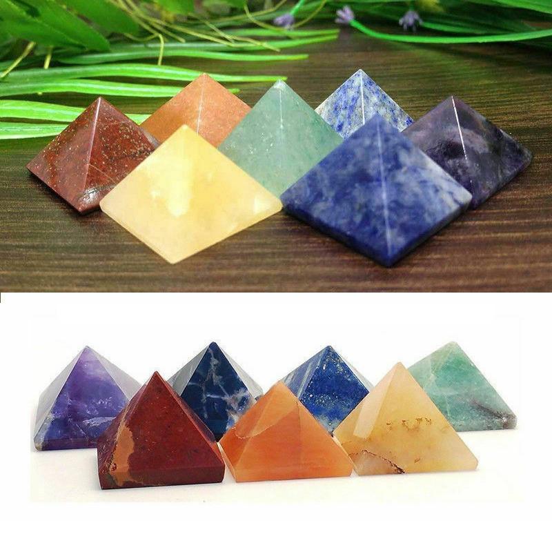 Authentic Natural Quartz Chakra Pyramid Stone Set For Meditation Healing And Spiritual Growth