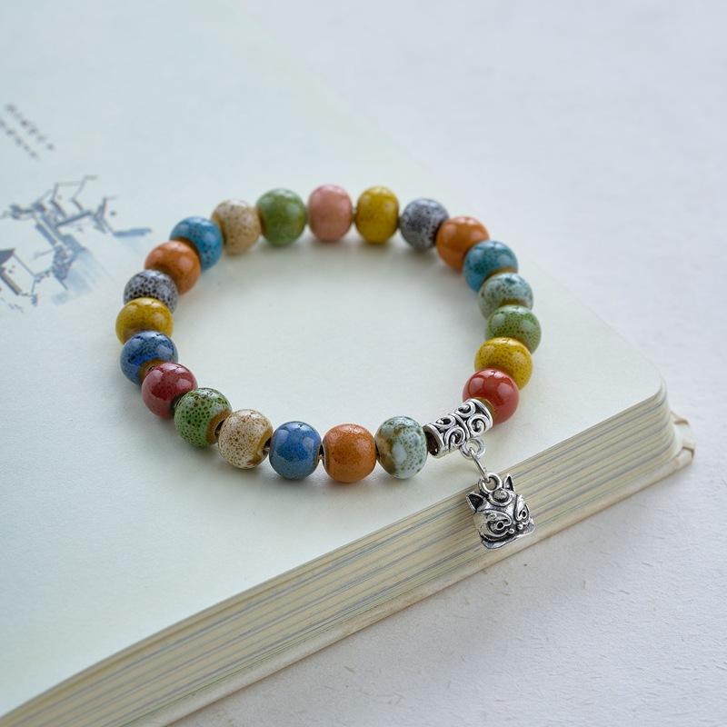 Керамический браслет ювелирные изделия модный цветочный глазурь бисерный браслет многоцветный повседневный богемный браслет
