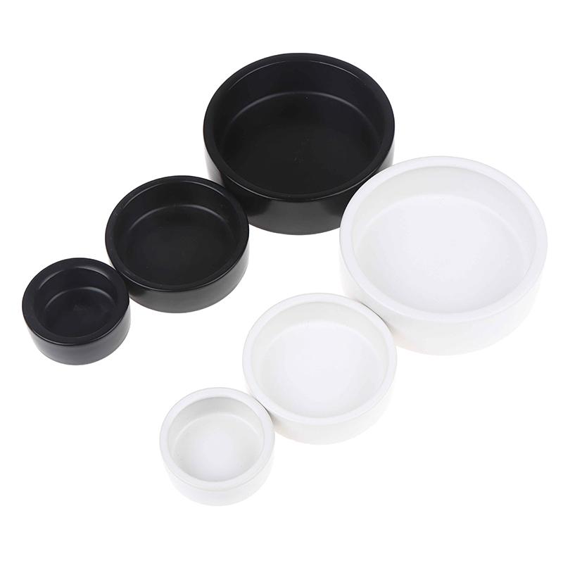 Reptile Food Bowl Anti-Escape Ceramic Feeder Dish Black White Reptile Water Bowl For Hermit Crab Gecko Chameleon Corn Snake