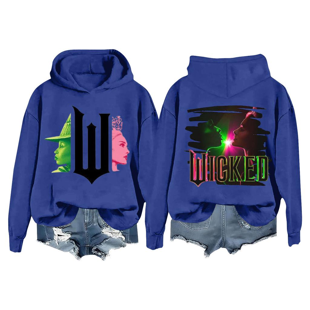 Женская модная повседневная кофта с длинными рукавами и принтом ведьмы с капюшоном