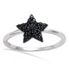 Silver Ring 'Star' Black Silver (rhodium) - 10 Mm